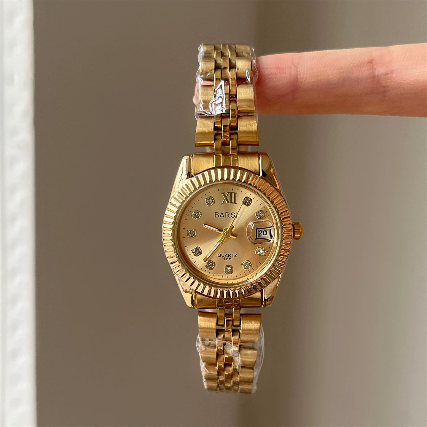 Mariyah Classic Calendar Watch - Gold Band Gold Dial (Diamond) [KTENDN2C]