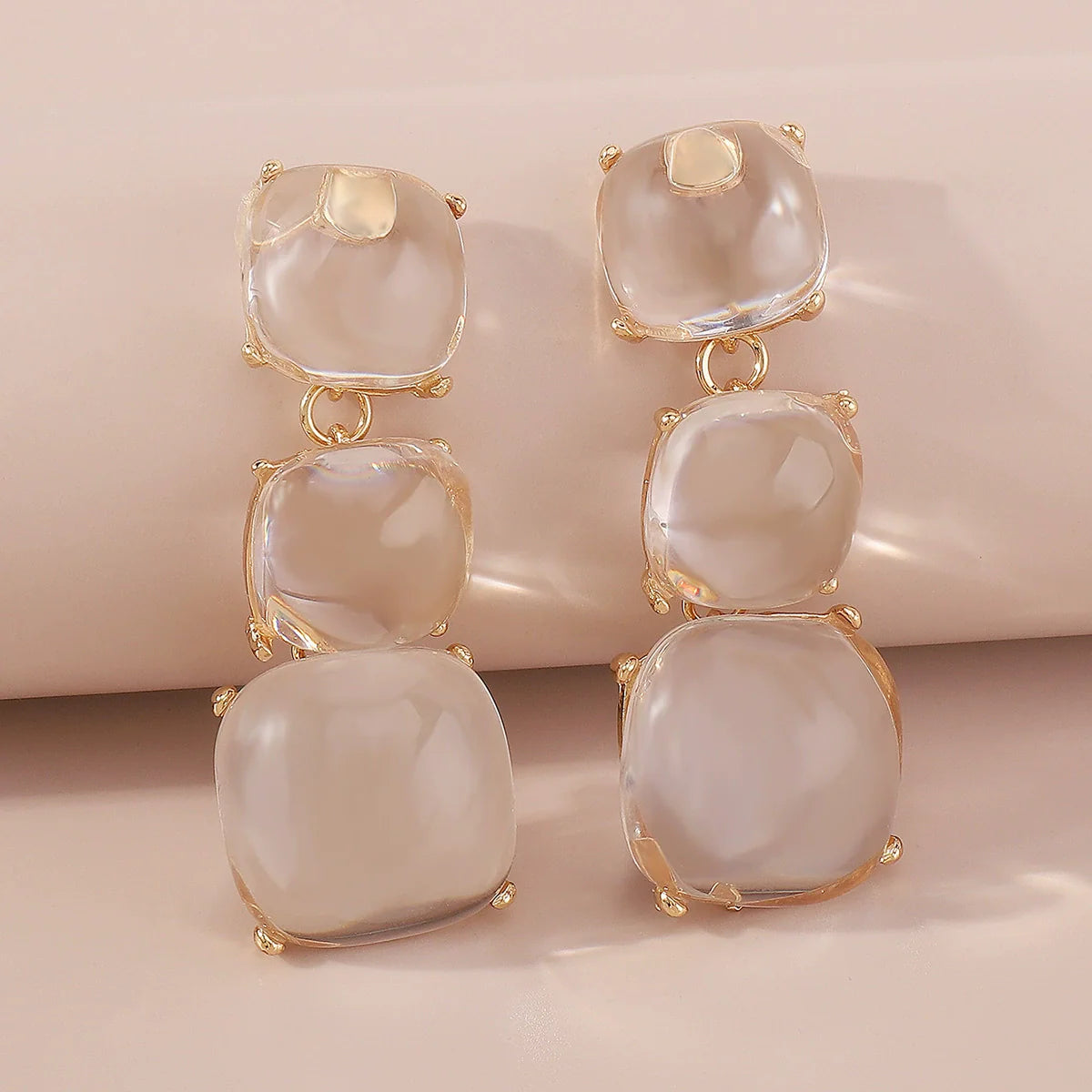 Mahina Color-Block Geometric Set - White Earrings