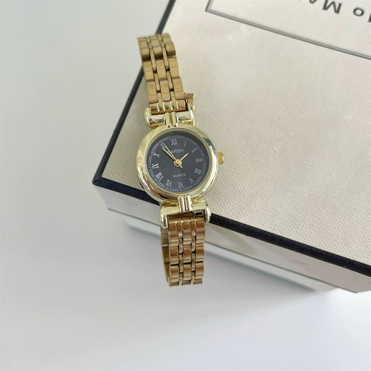 Kyla Vintage Charm Watch - Gold Band Black Face [84YS675F]