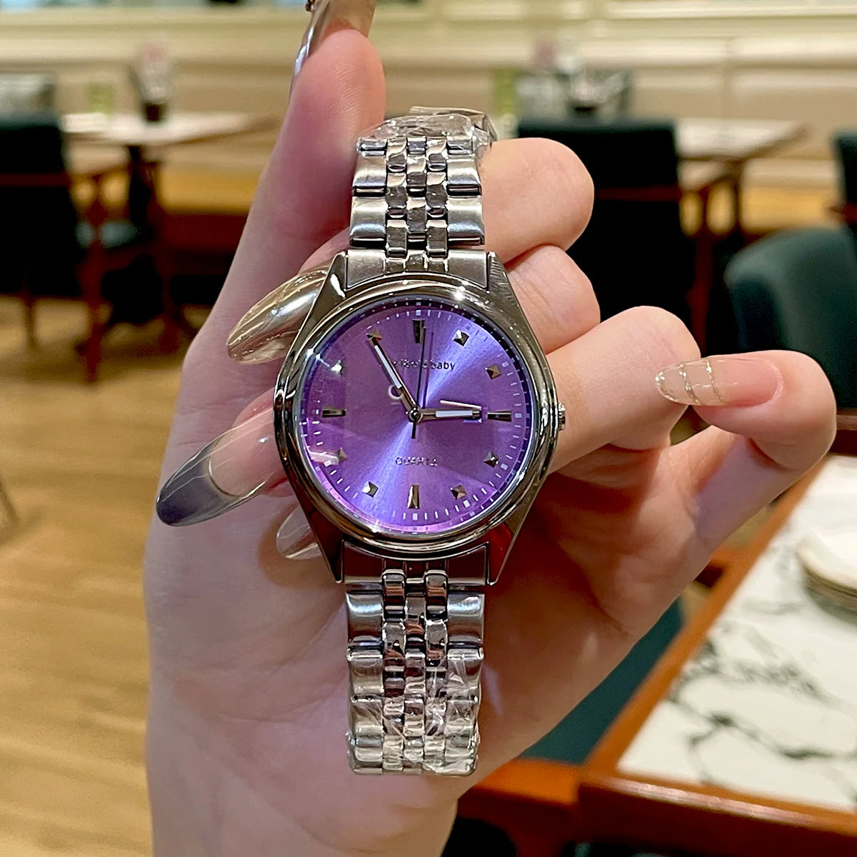 Evalee Large Dial Quartz Watch - Plum Purple