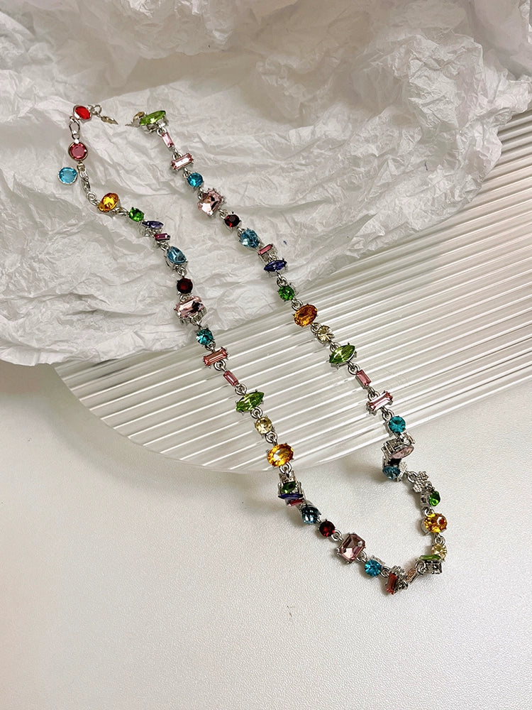 Karyme Rhinestone Jewelry Set - Colorful Rhinestone Necklace
