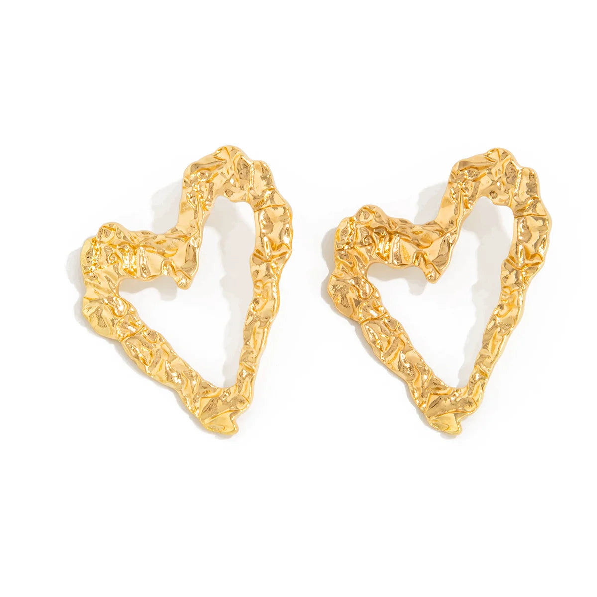 Kalina Sculpted Heart Studs - Gold