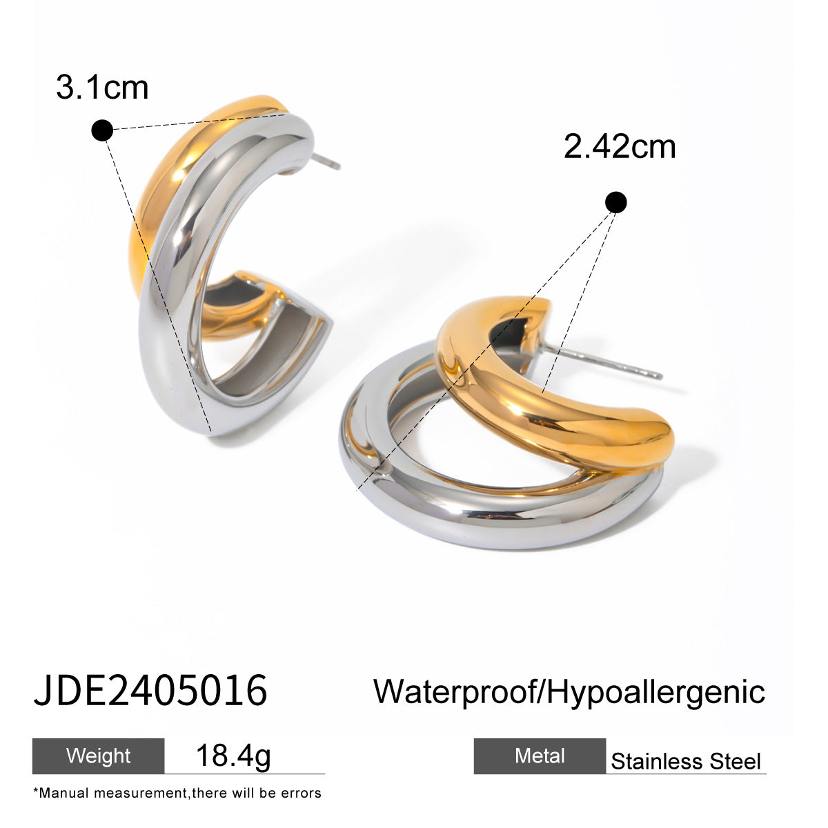 Lumen C-Shaped Hoop Earrings - Product Code JDE2405016 [HHVTCG6H]