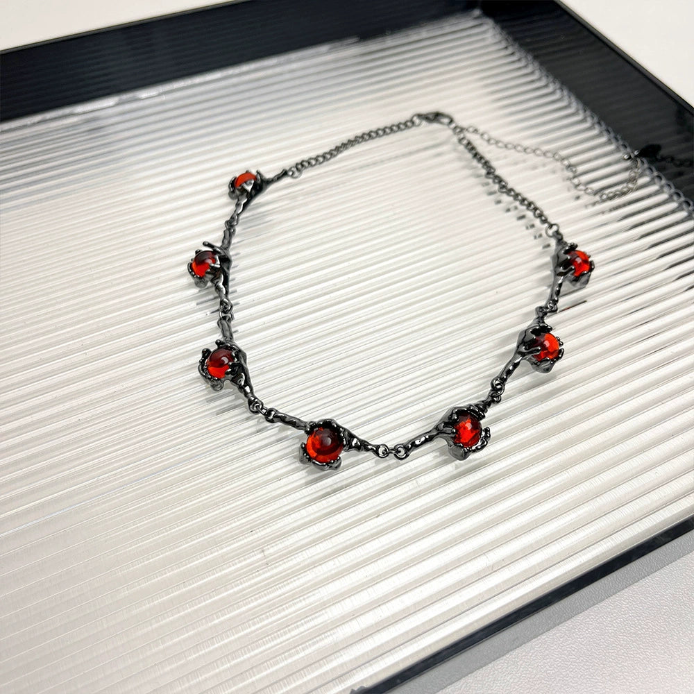 Nikole Red Zircon Choker - Wasteland Style Choker Necklace [GS4OT5BC]