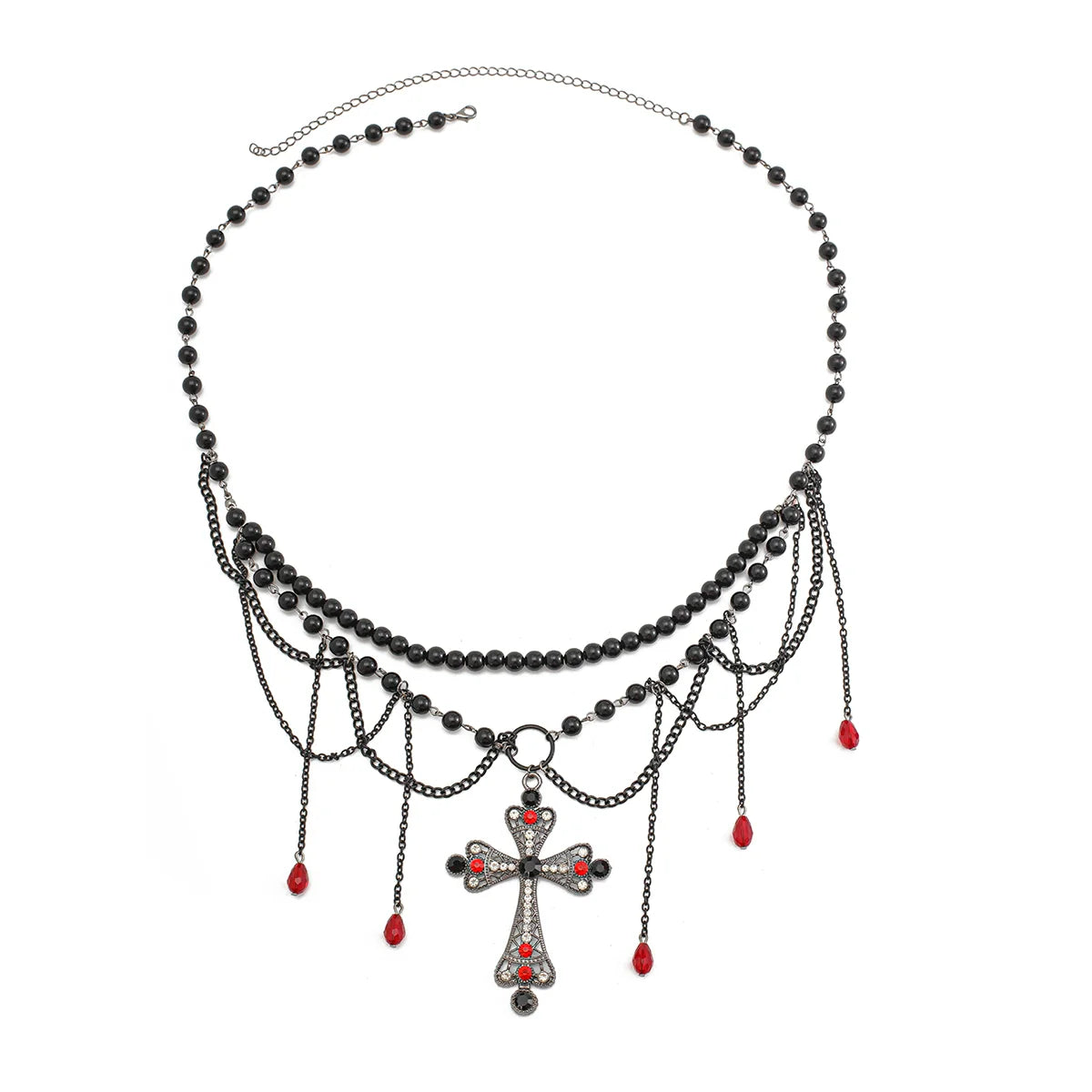 Jesslynn Faux Pearl Waist Chain - Red