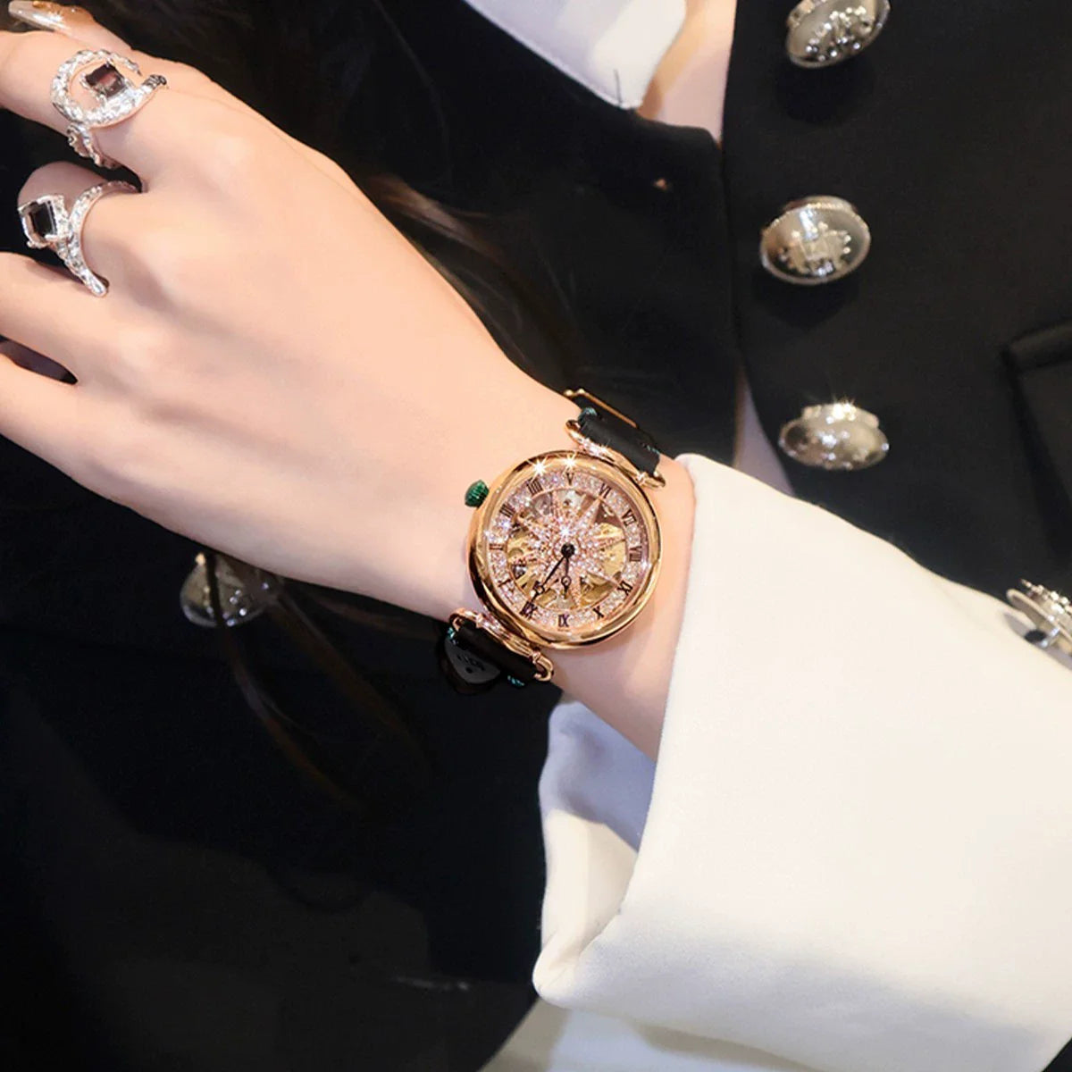 Sonny Sunflower Ceramic Watch - Rose Gold & Black Strap
