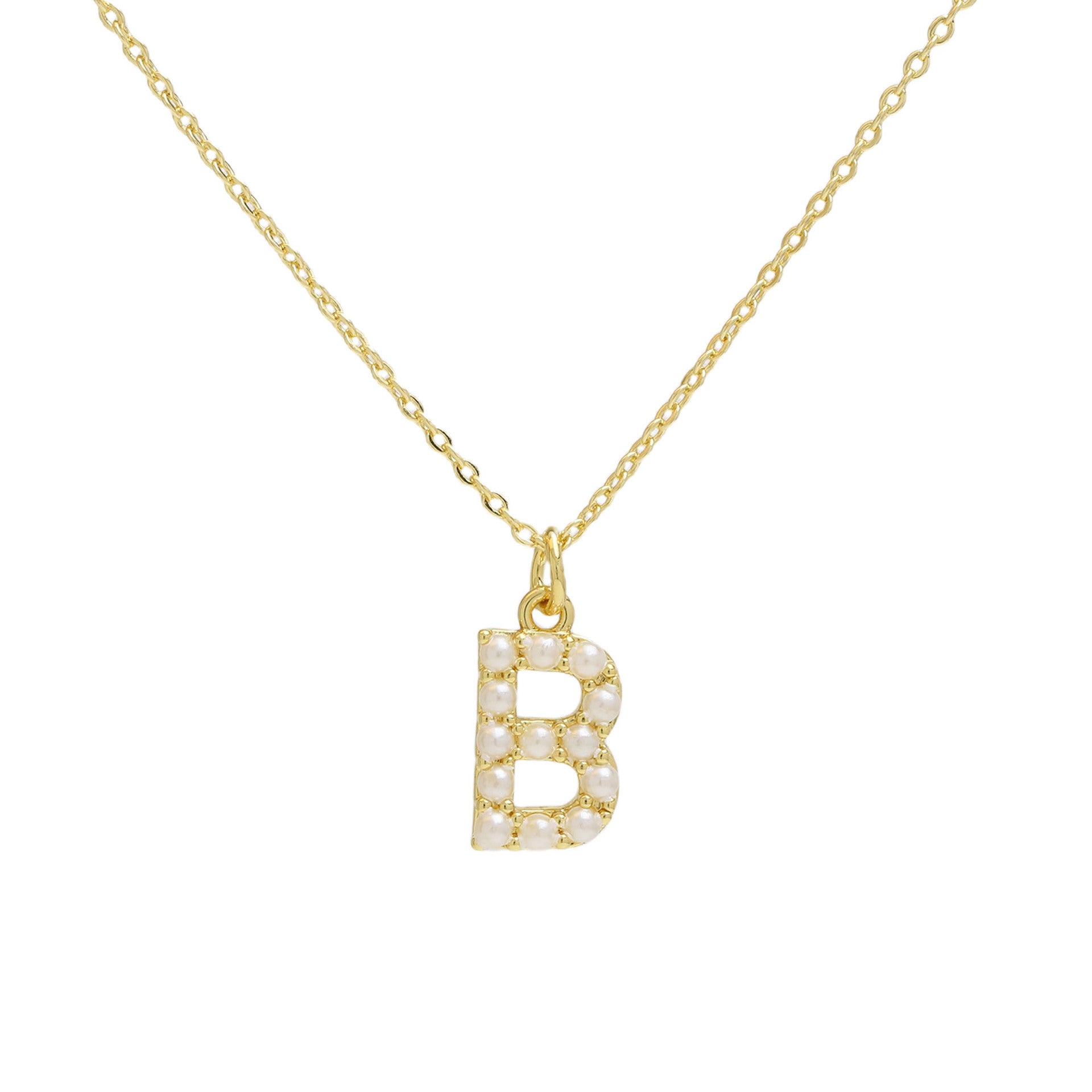 Ayaana Pearl Initial Necklace - Initial B [6JCR53D2]