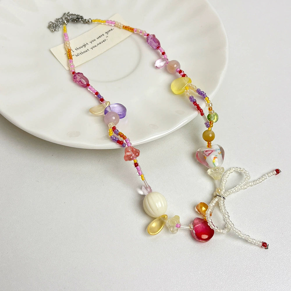 Westlyn Colorful Beaded Bow Necklace - Colorful Beaded Bow Necklace [D2XG53PL]