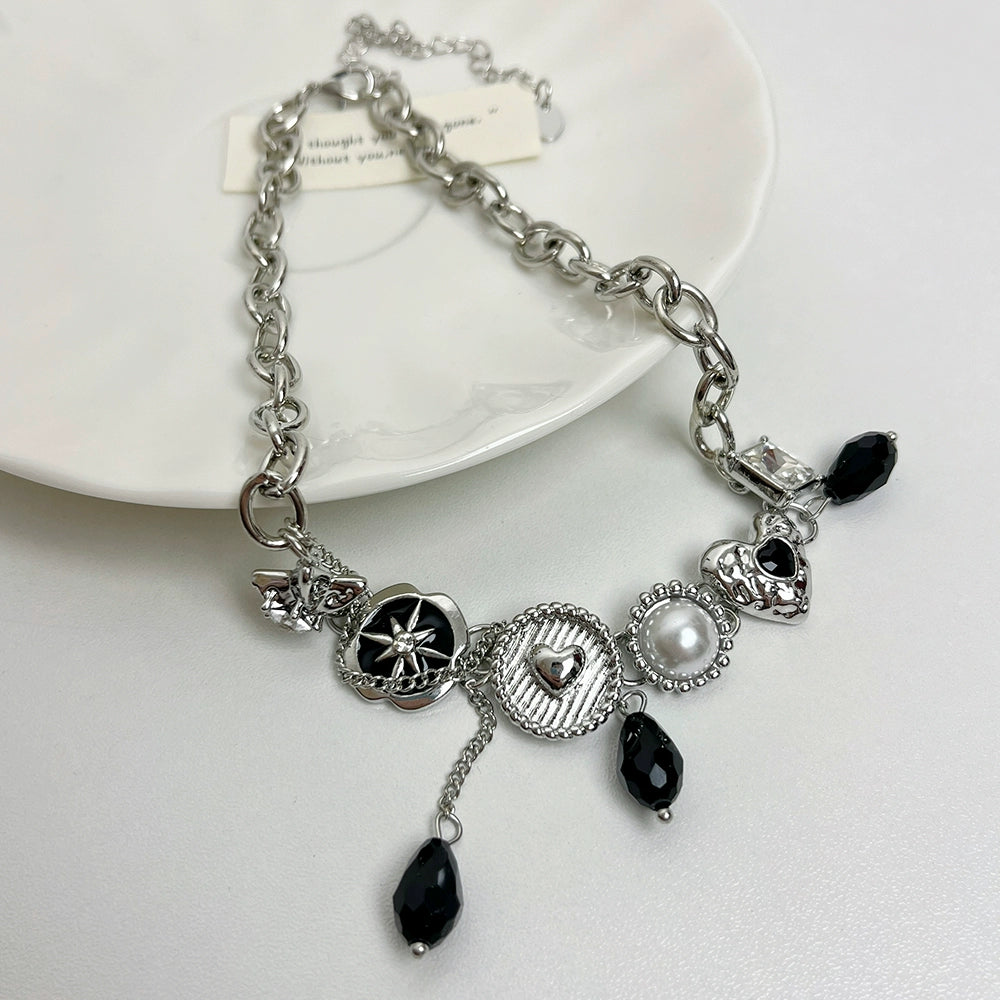 Alecia Crystal Button Heart Necklace - Button Crystal Necklace [5VFXV354]