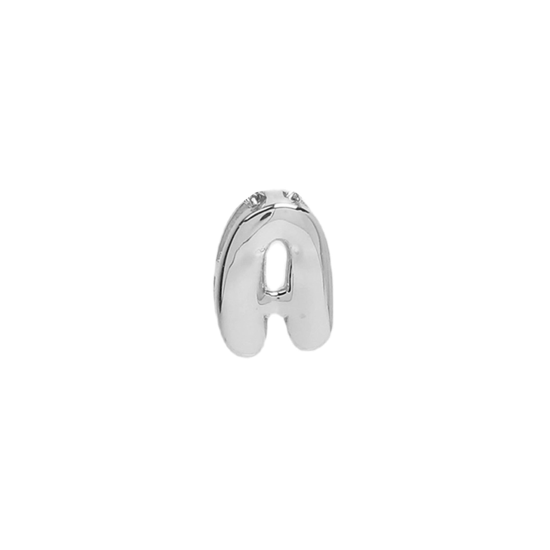 Devora Bubble Letter Necklace - White Gold Tone Letter A Pendant [DO38YPEU]