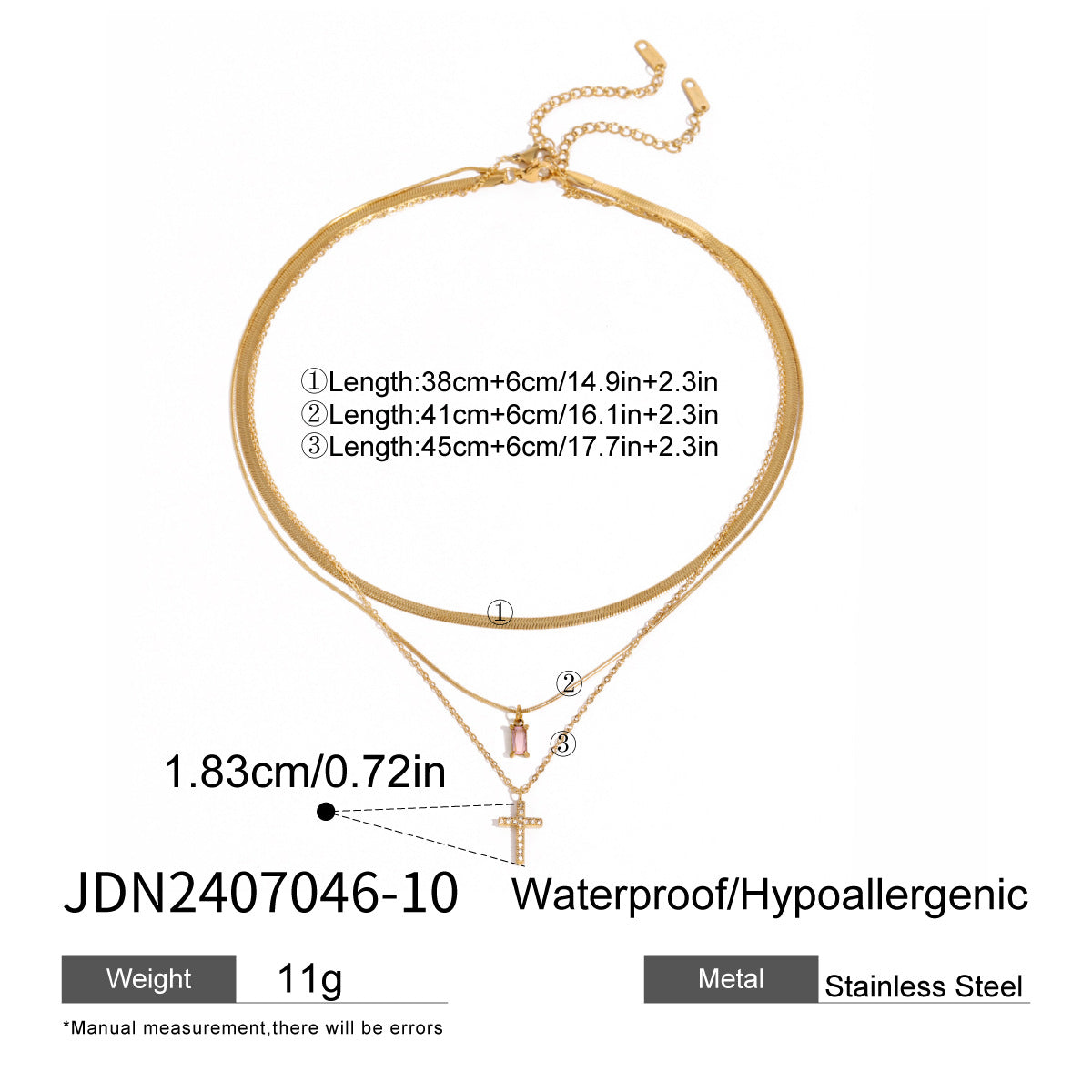 Taniya Layered Zircon Necklace - Gold Dual Circle Pendant [5VVCZN9J]