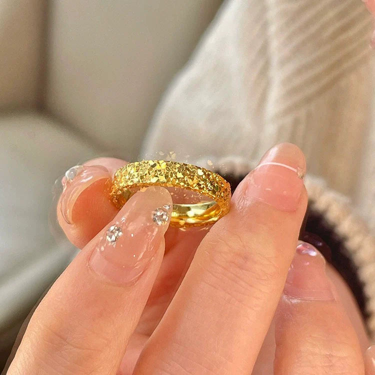Nayely Crushed Ice Adjustable Ring - Gold Crushed Ice