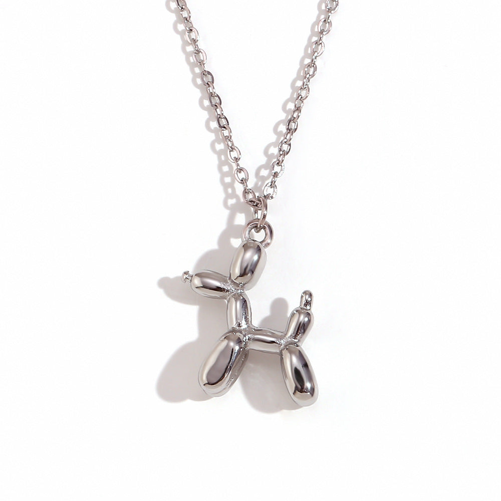 Kolbie Gold Puppy Necklace - 3D Puppy Pendant Necklace - Steel [LG3TQRXC]