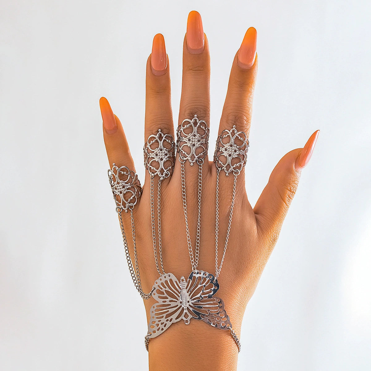 Bruchy Gothic Nail Hand Jewelry - Style 03 Silver [PE24PK2K]