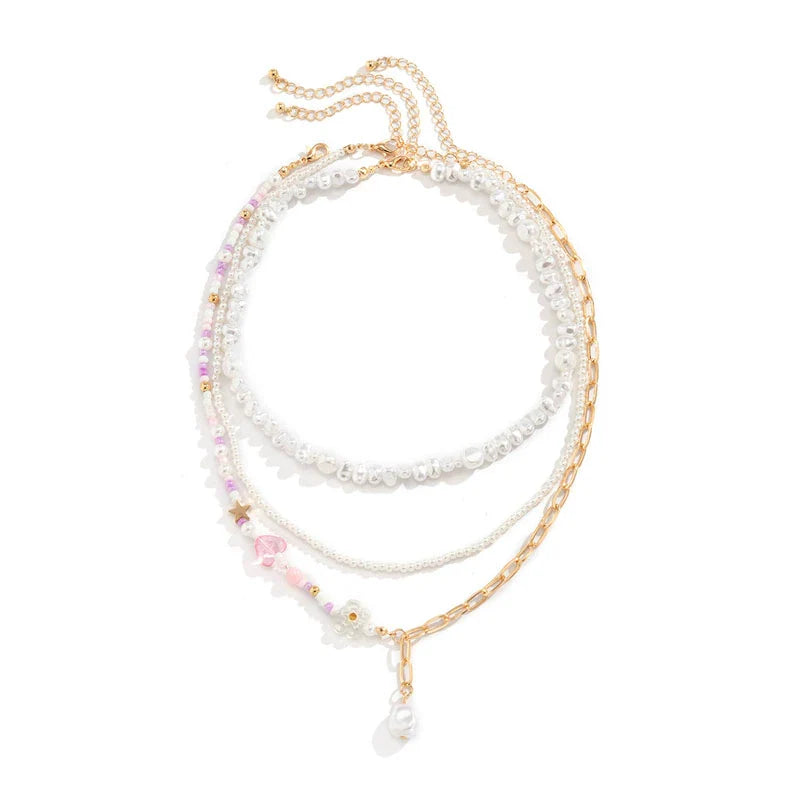 Ryann Layered Pearl Necklace Set - Gold