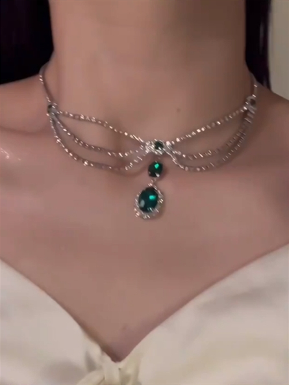 Ayana Emerald Zirconia Necklace - Silver Plated