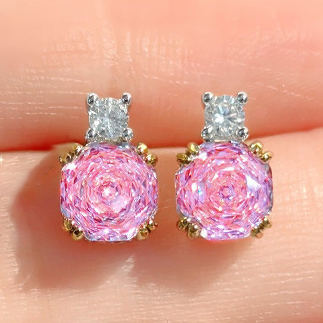 Madelyne Radiant Octagonal Set - Deep Pink Stud Earrings [EBA18T4X]