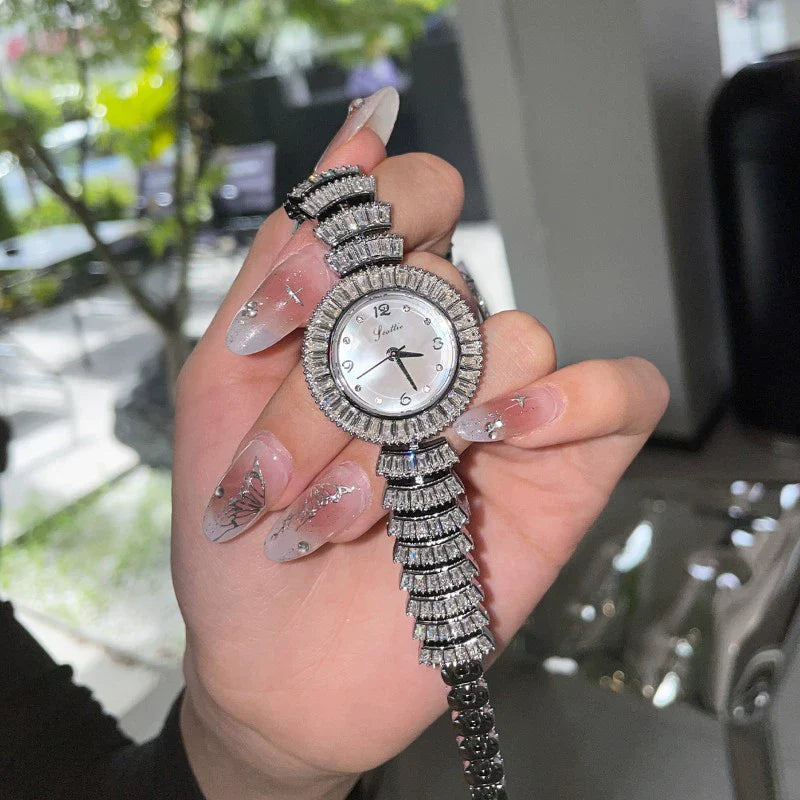 Rubie Petite Crystal Watch - Silver (Swinging Tail)