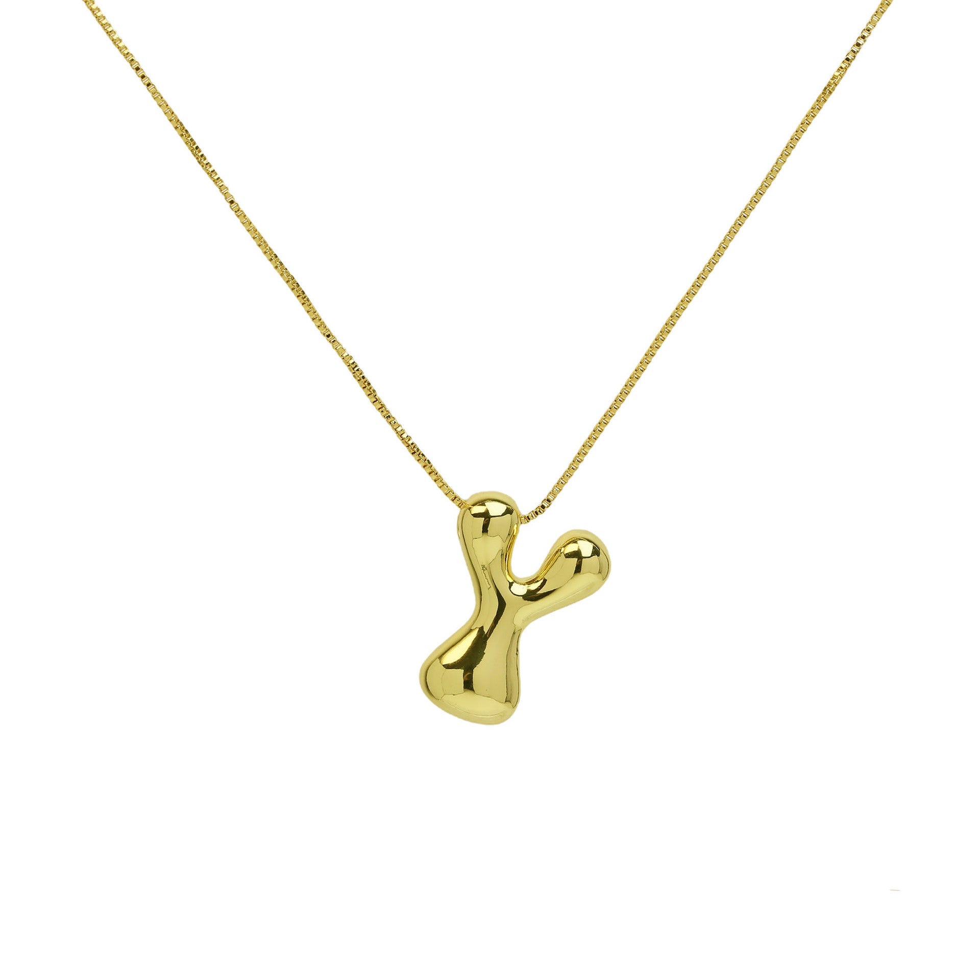 Virginia Bubble Initial Necklace - Letter Y Necklace [YKAY50QF]