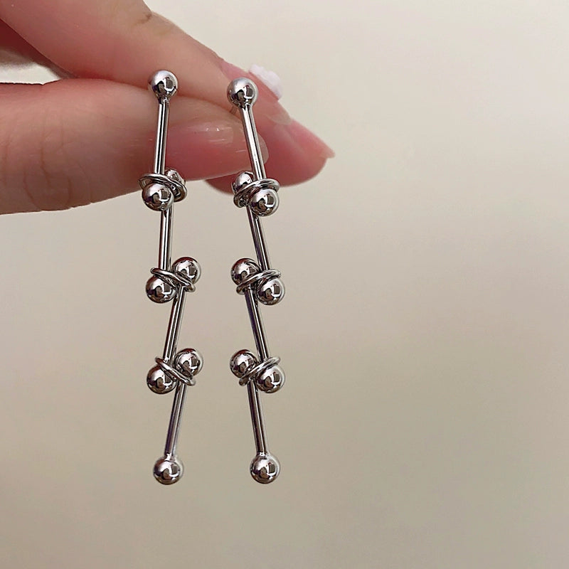 Adeena Curved Drop Earrings - Silver [1H19LN5O]