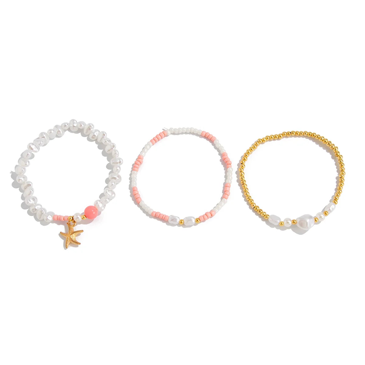 Addisen Beaded Shell Charm Bracelet Set - 3-Piece Set