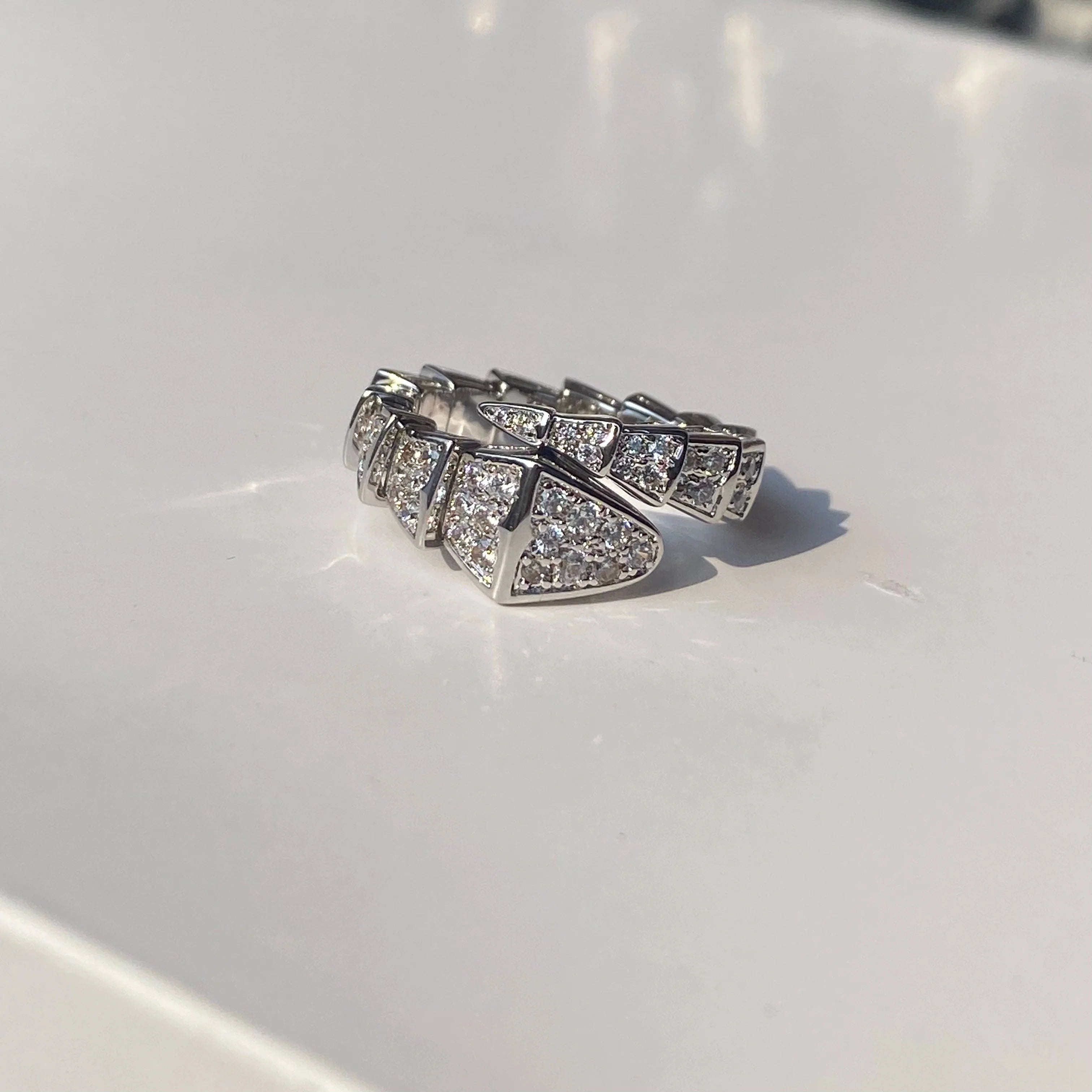 Brionna Serpent Embrace Ring - White Gold Wide Snake Ring