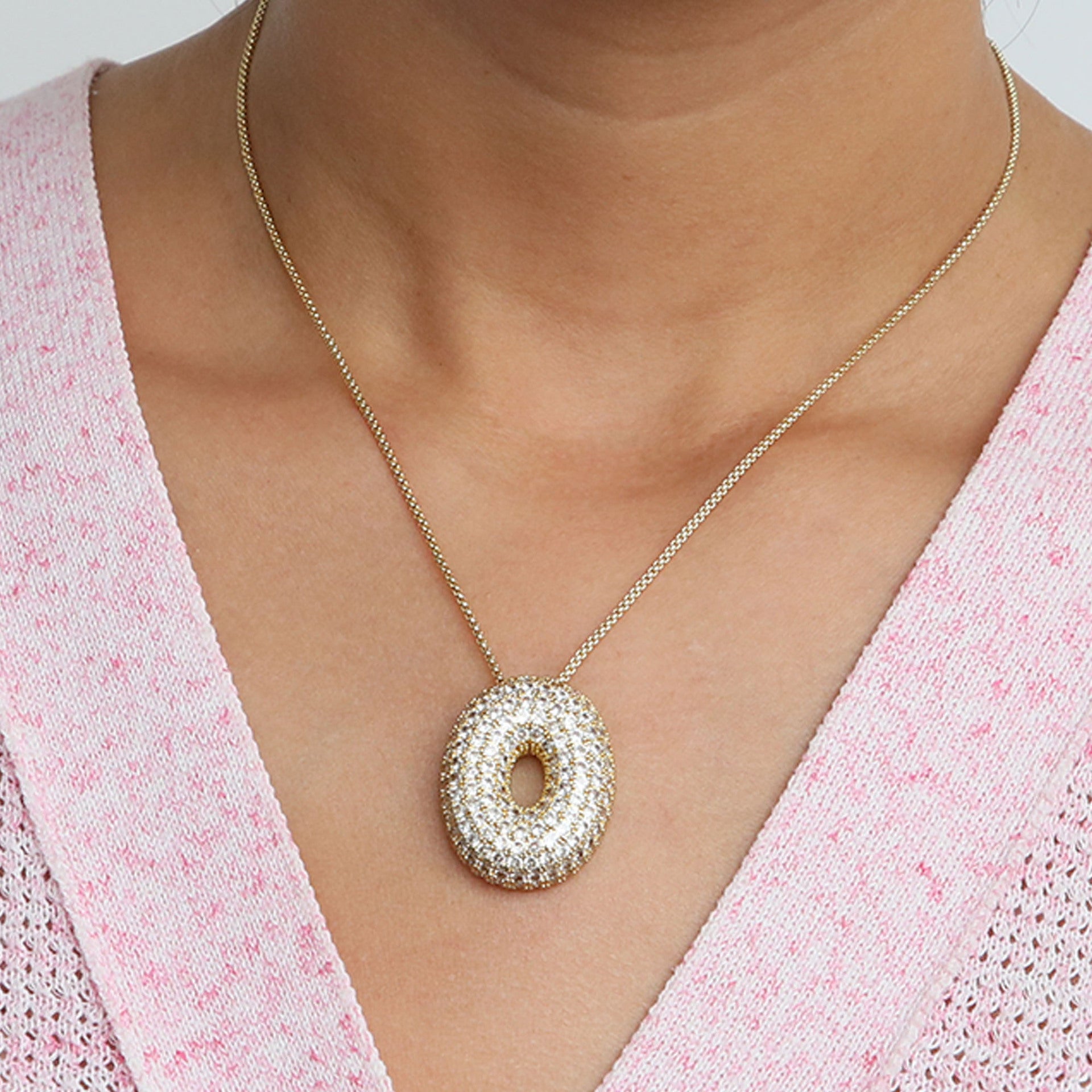 Laiba Bubble Initial Necklace - O [IIZ5WFCQ]