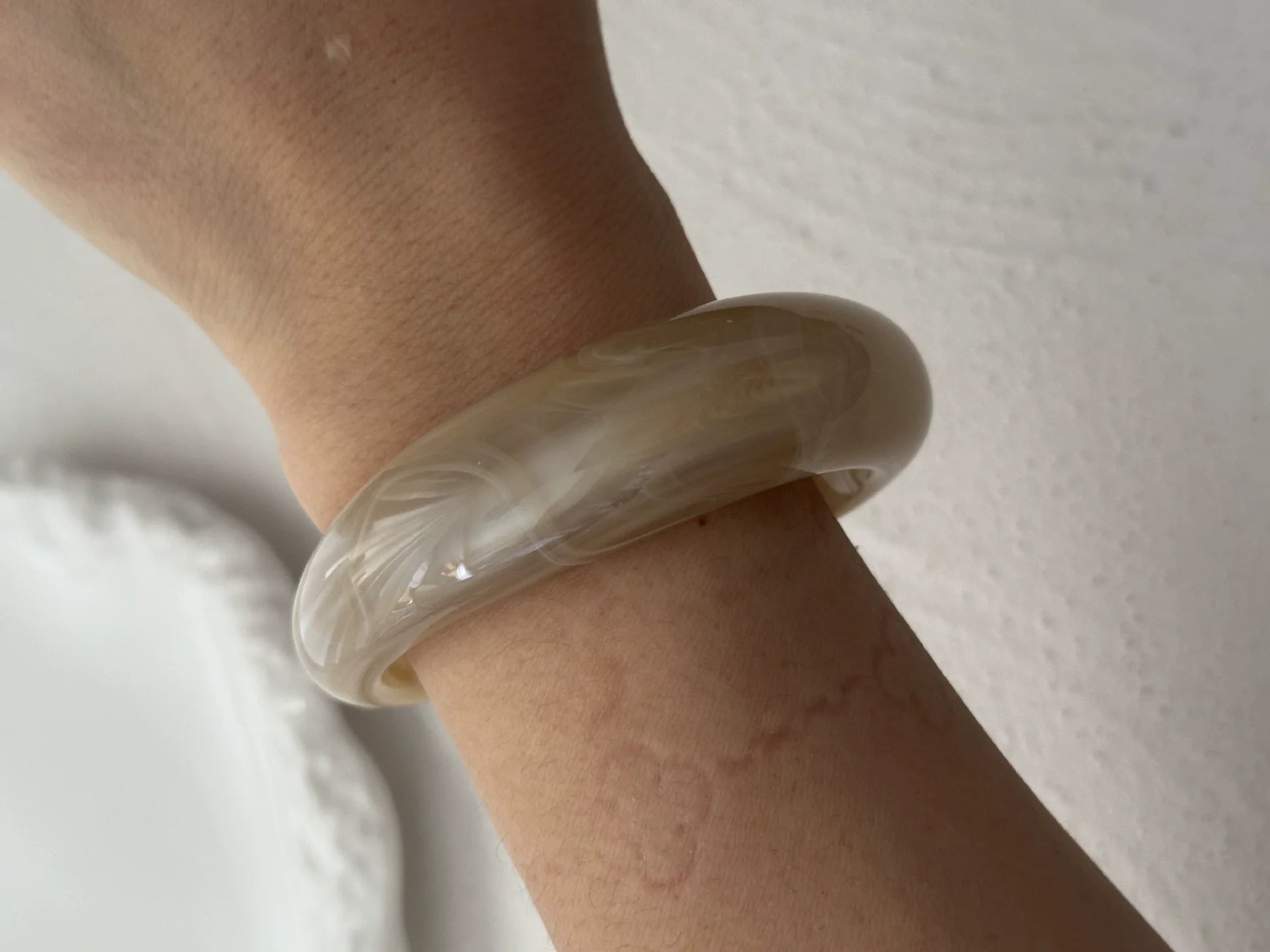 Saraiya Sculptural Cuff Bracelet - Translucent Gray