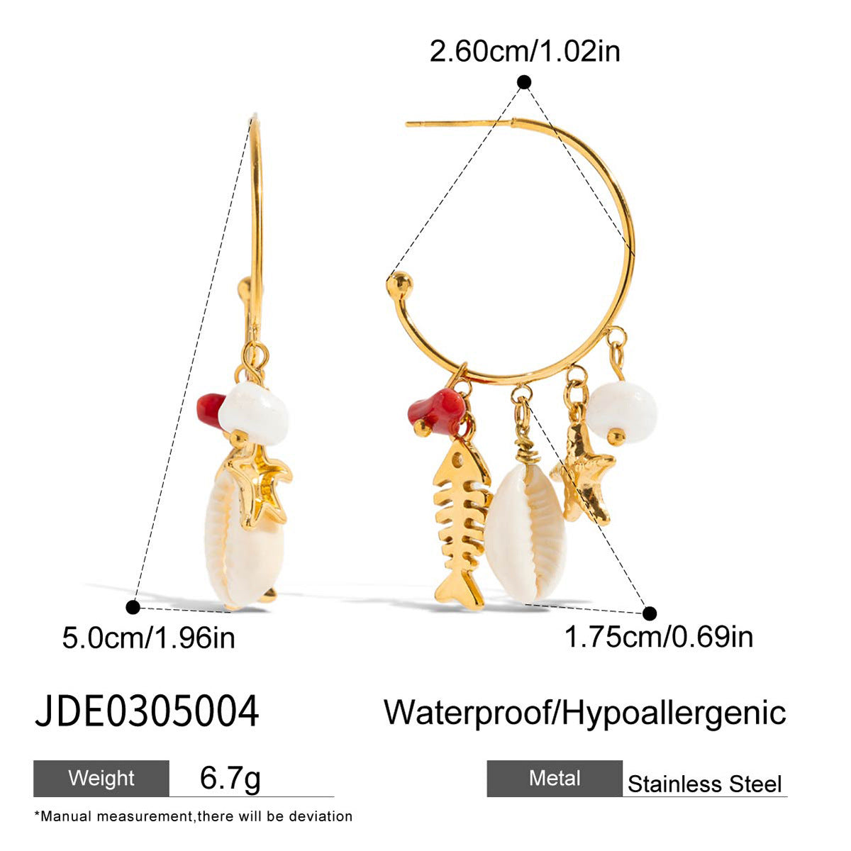 Lundyn Sculpted Conch Earrings - Gold Tone Dangle [FPMK2VEX]