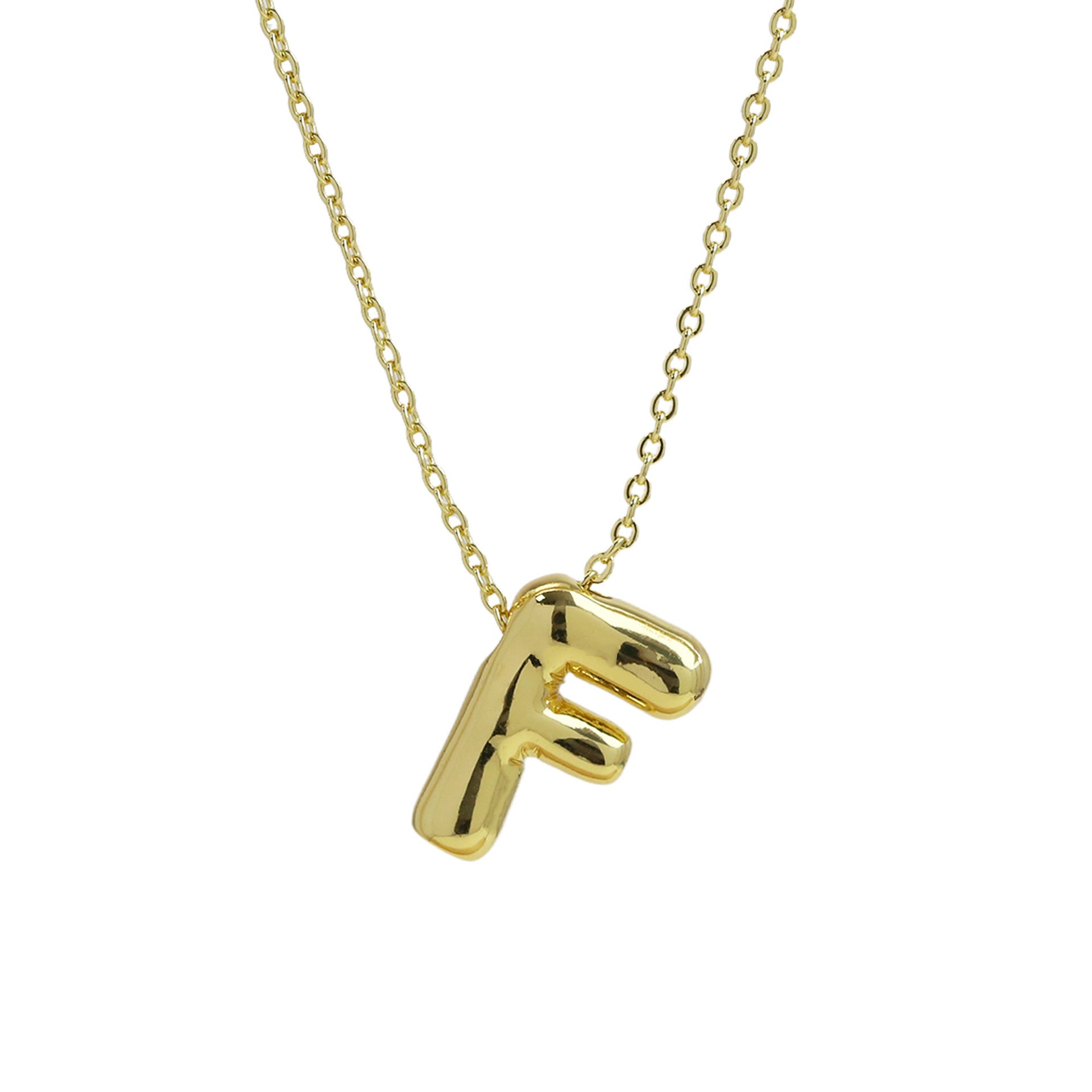 Saffron Puffy Initial Necklace - Letter F [Q51IPUP5]