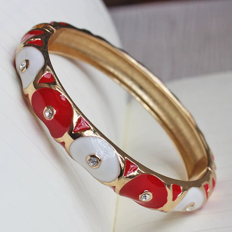 Whitney CloisonnŽ Floral Bangle - Red White