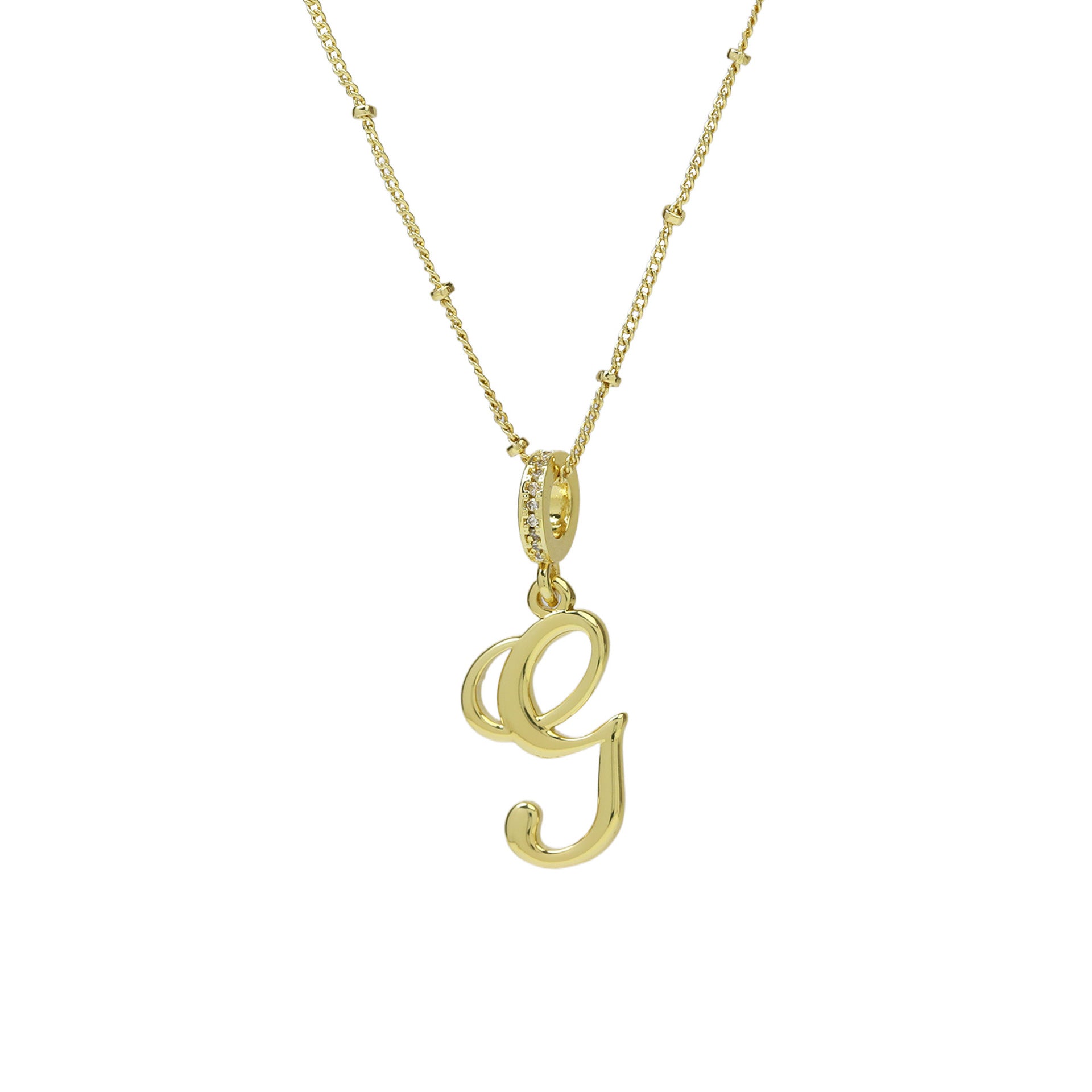 Frida Gold Cursive Initial Necklace - Gold G [FR2BRDC5]