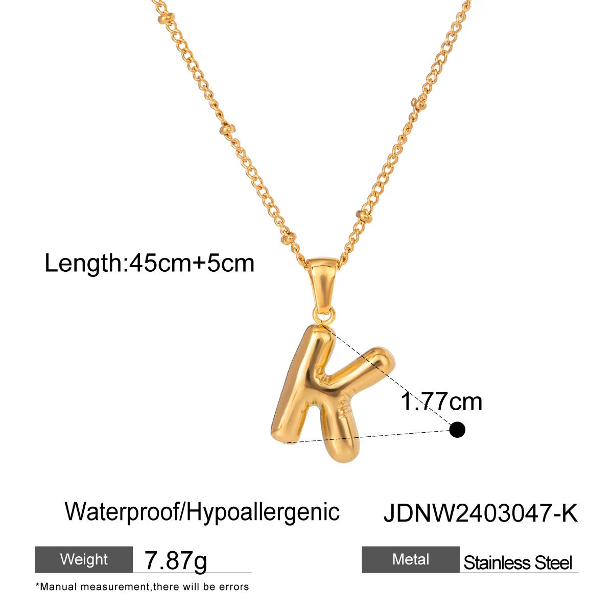 Kadyn Initial Pendant Necklace - Letter K [PXBFMM0I]
