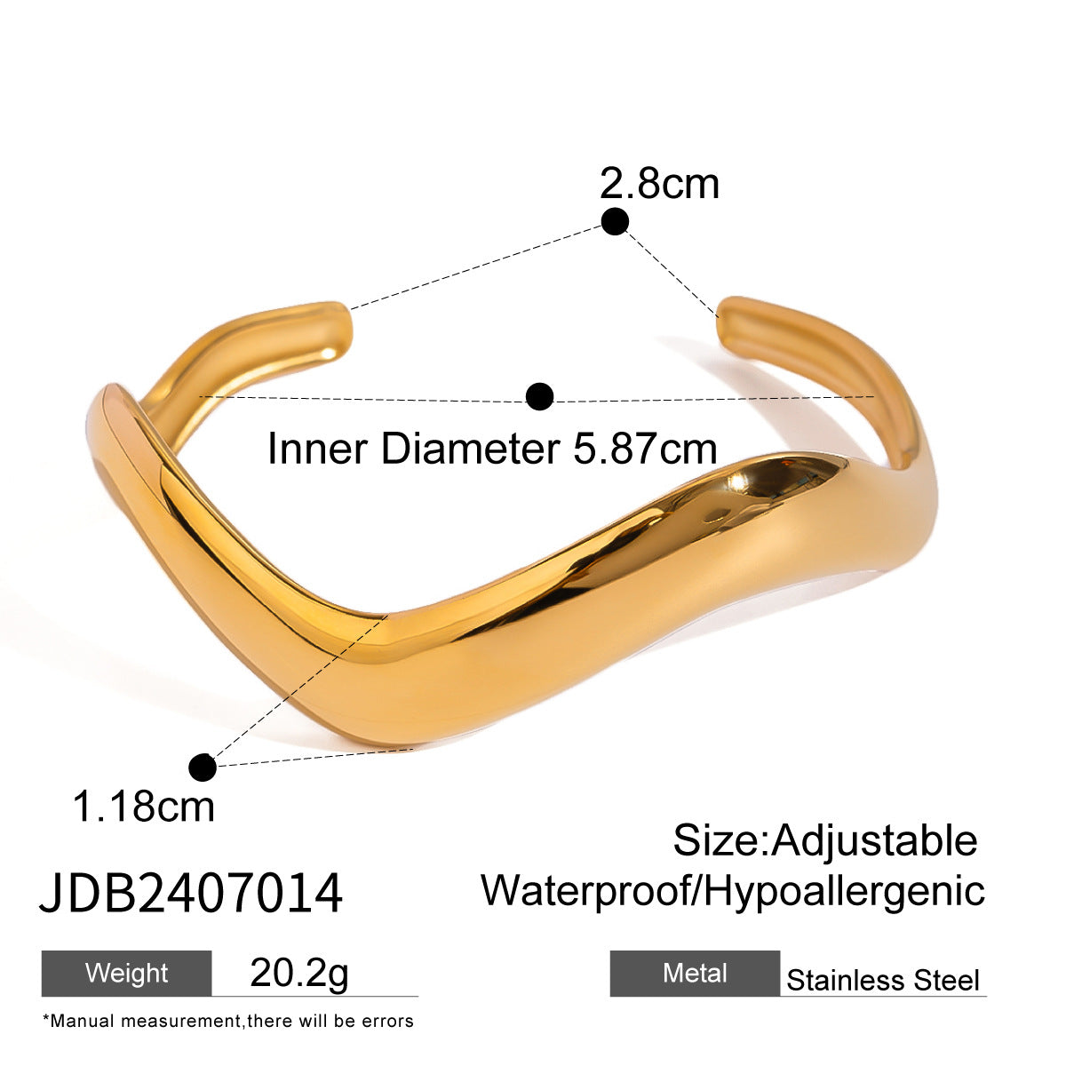 Rayan Gold Cuff Bracelet - JDB2407014 [28OZ6KUP]