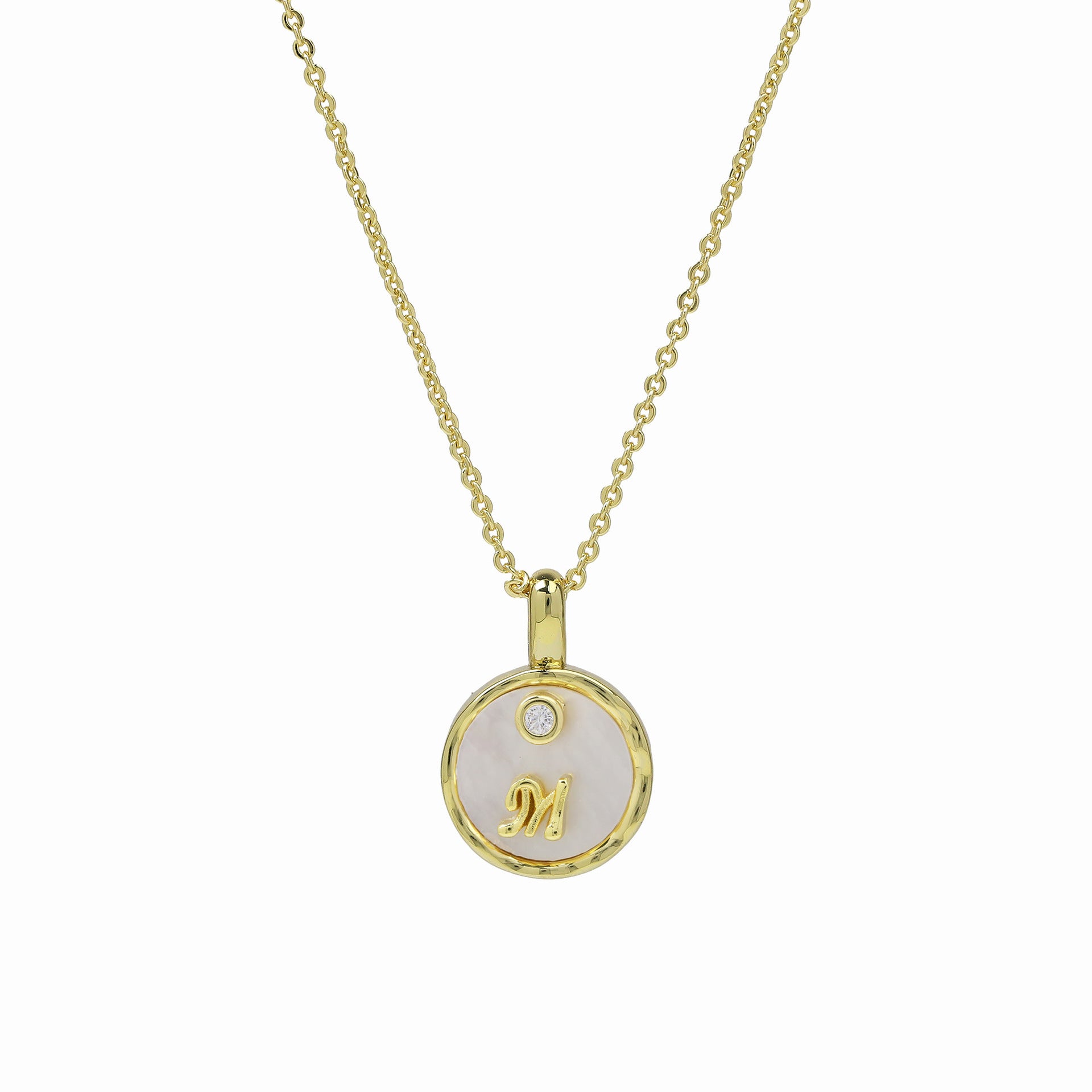 Haset Cursive Initial Pearl Necklace - Initial M [L0CNLWKT]