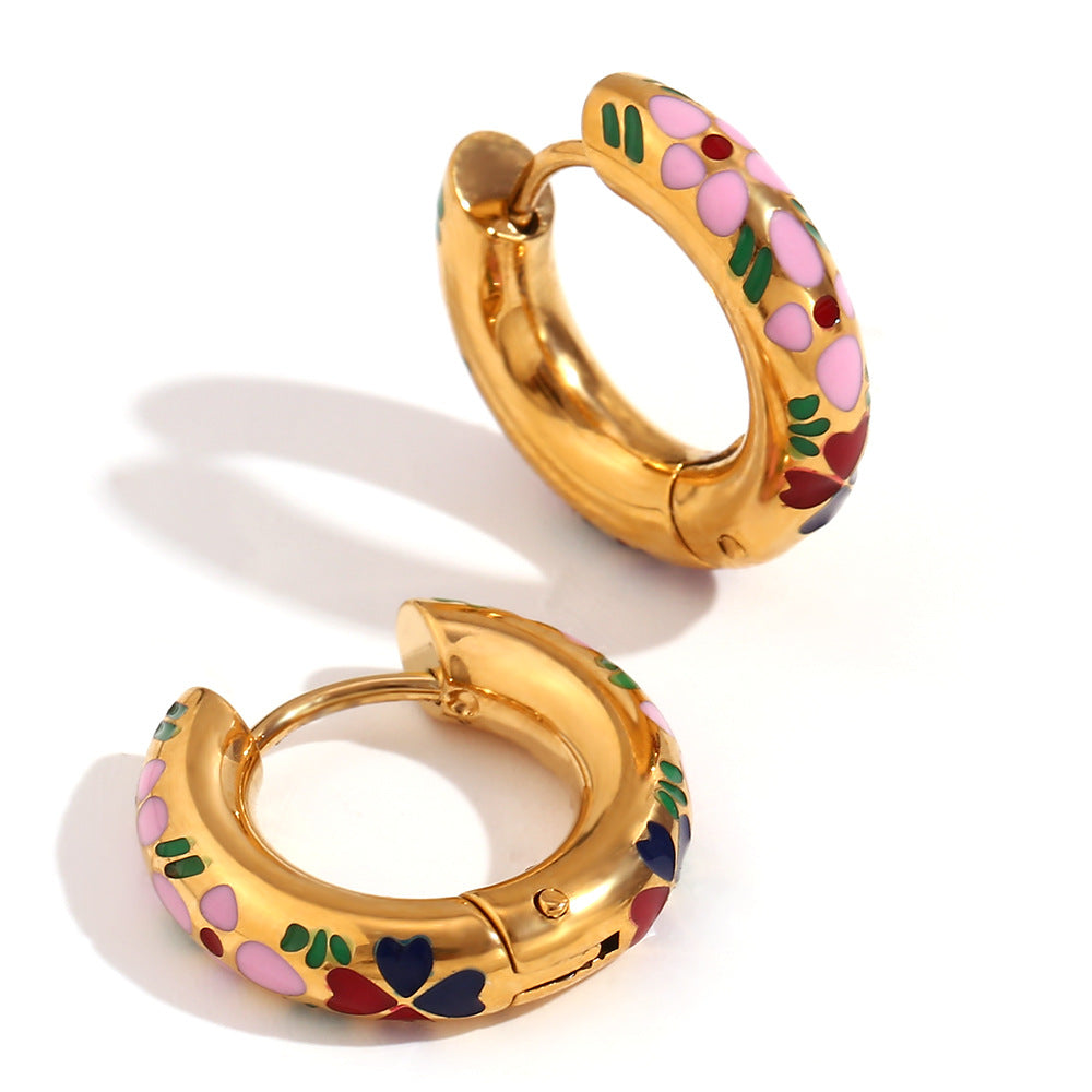 Aurora Gilded Leaf Earrings - Gold Pink [EOYOWLC0]