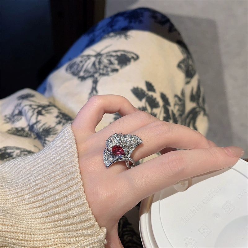 Anari Ruby Leaf Open Ring - One Size Open [KW8FWFZ1]