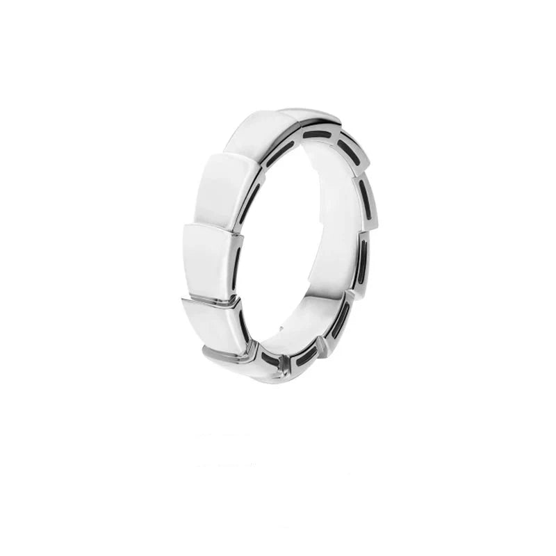 Maylie Serpent Coil Ring - Wide White Gold Serpent (No Diamond)