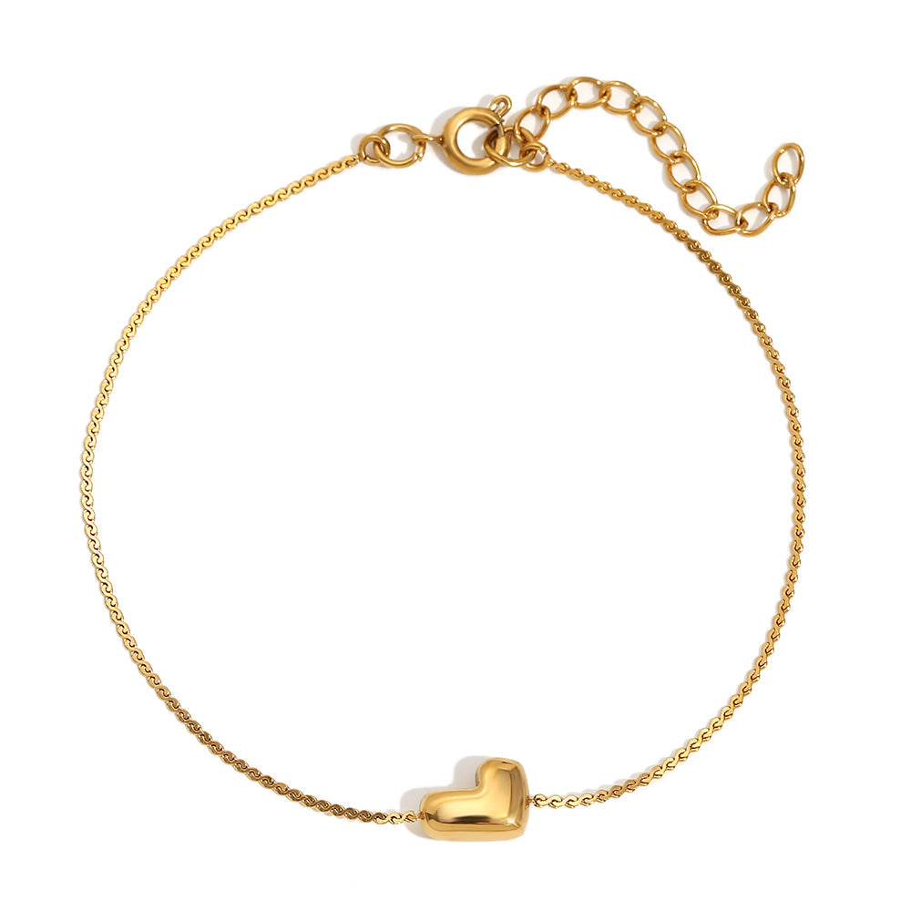Ilah Bubble Letter Chain Bracelet - Bubble Letter L - Gold [CX70XYNG]