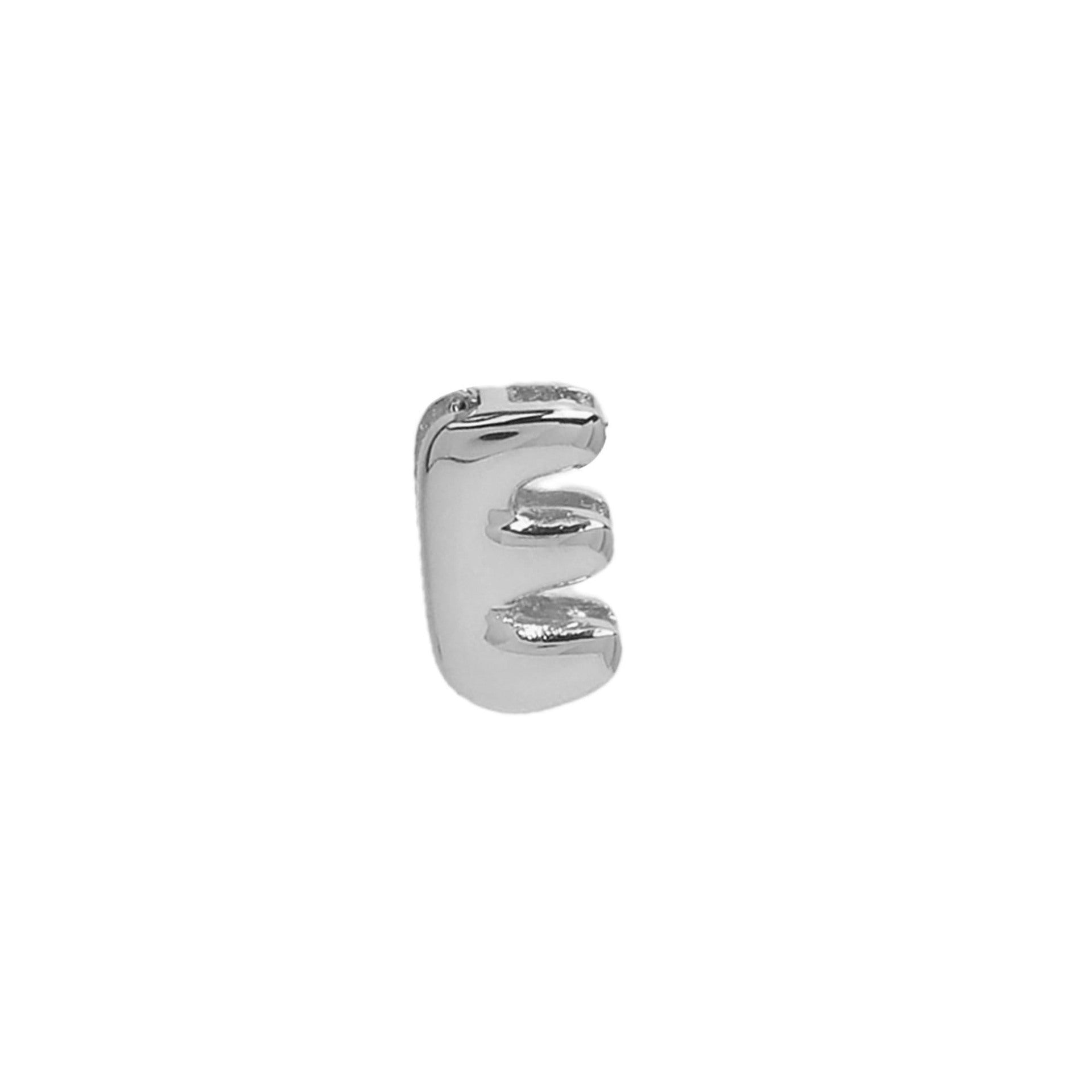 Devora Bubble Letter Necklace - White Gold Tone Letter E Pendant [6FC2NTQF]