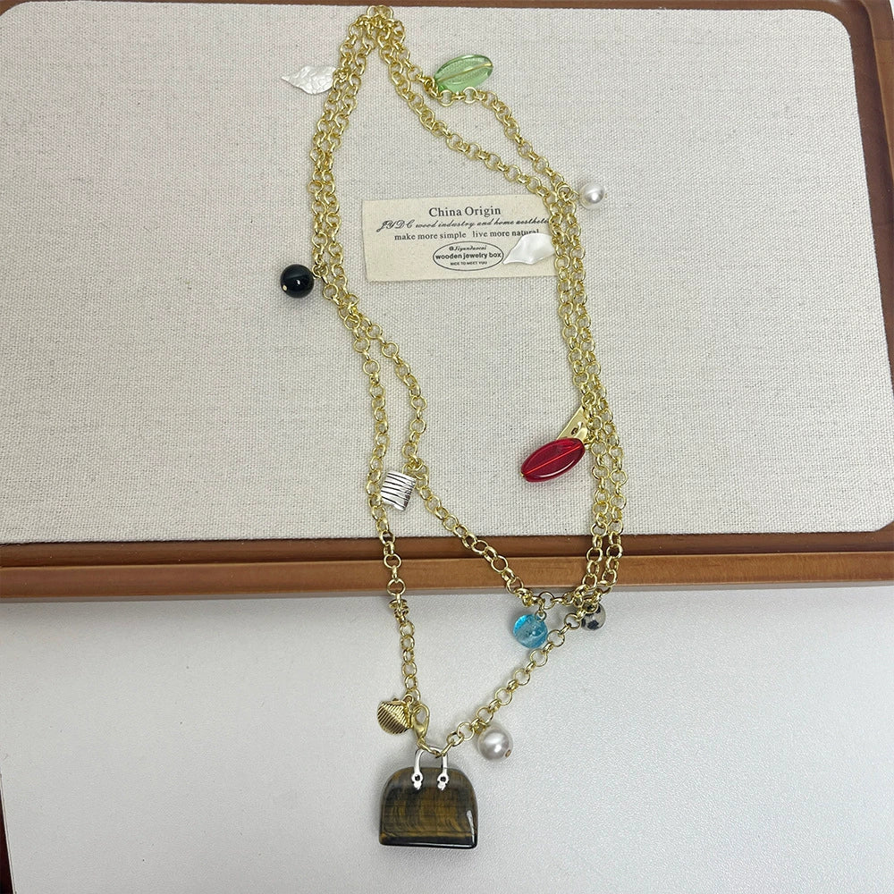 Onyx Multi-Wear Tiger Eye Necklace - Gold [6Z6VW3DL]
