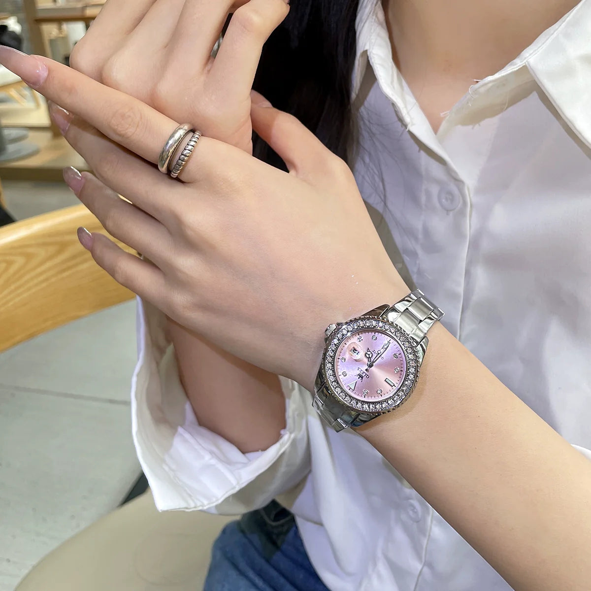 Nazareth Petite Steel Watch - Pink