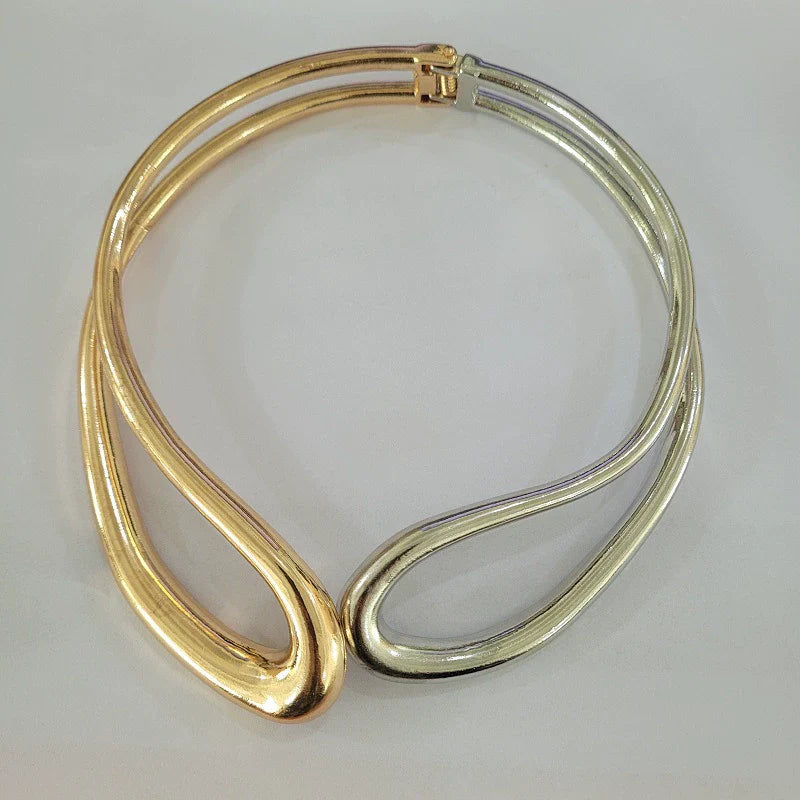 Yaslin Asymmetric Coil Choker - Choker Mixed Color