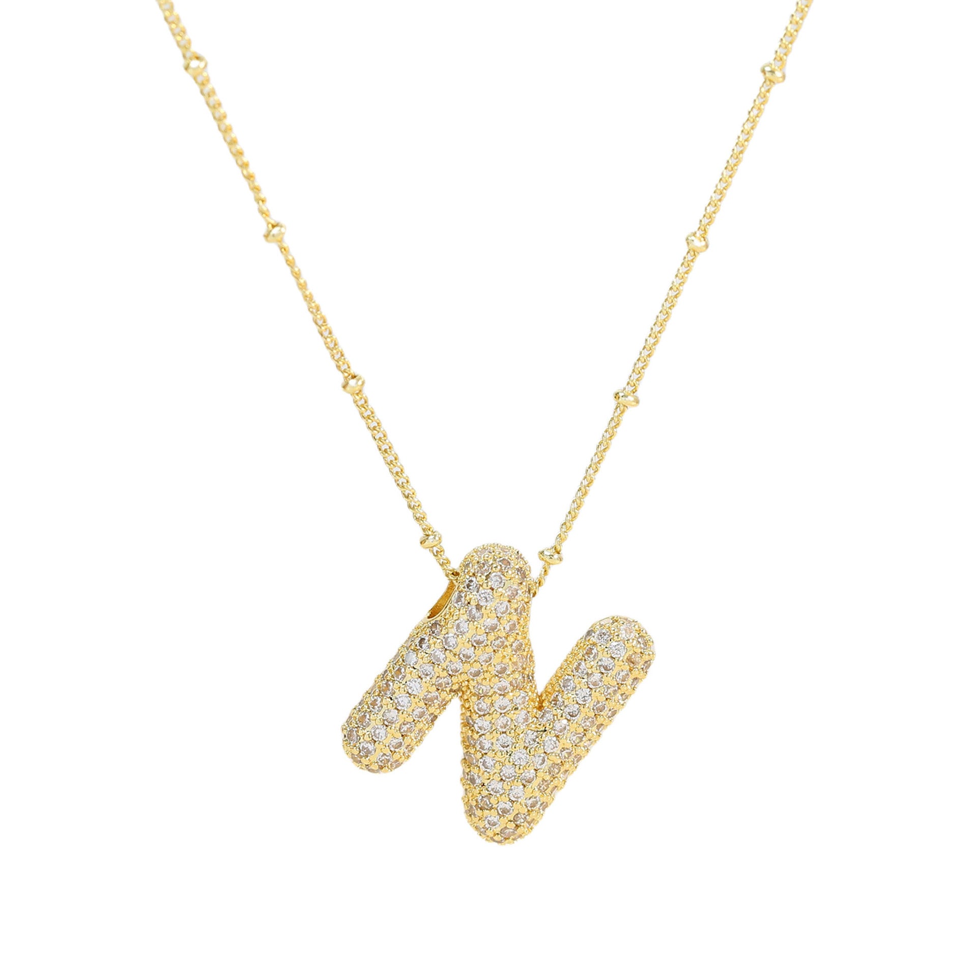 Fynlee Bubble Initial Necklace - Gold N [KBUPMFN4]