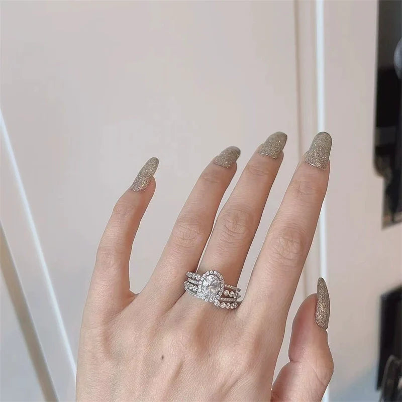 Mckynzie Sparkling Open Ring - Oval White Gemstone Open