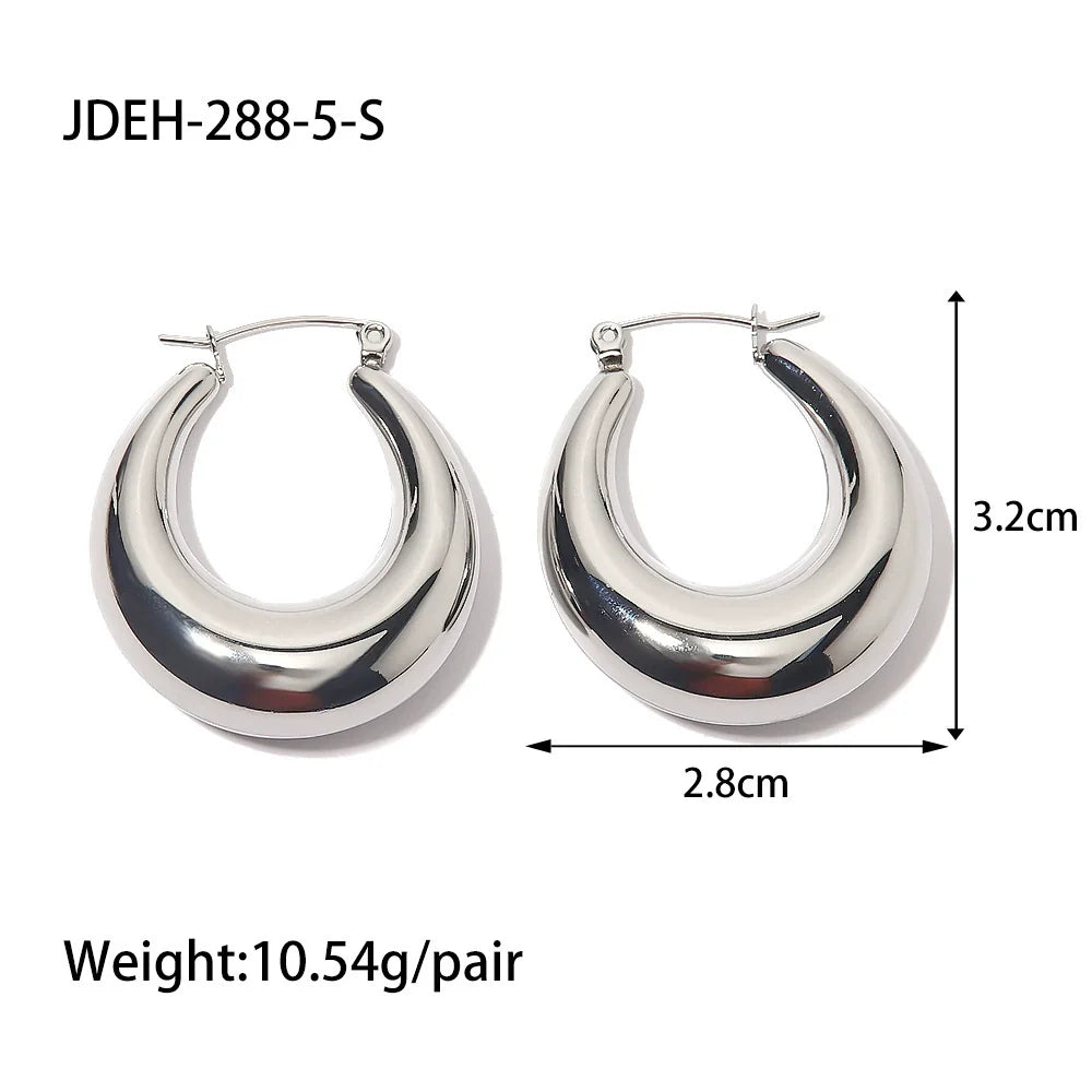 Kooper Polished Steel Hoop Earrings - JDEH-288-5-S