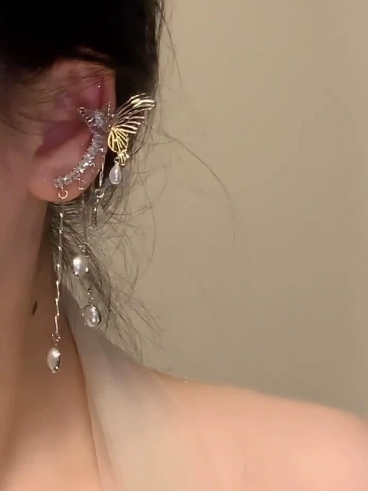 Eleen Butterfly Tassel Ear Cuff - Single Left Ear [DVVFLVV6]