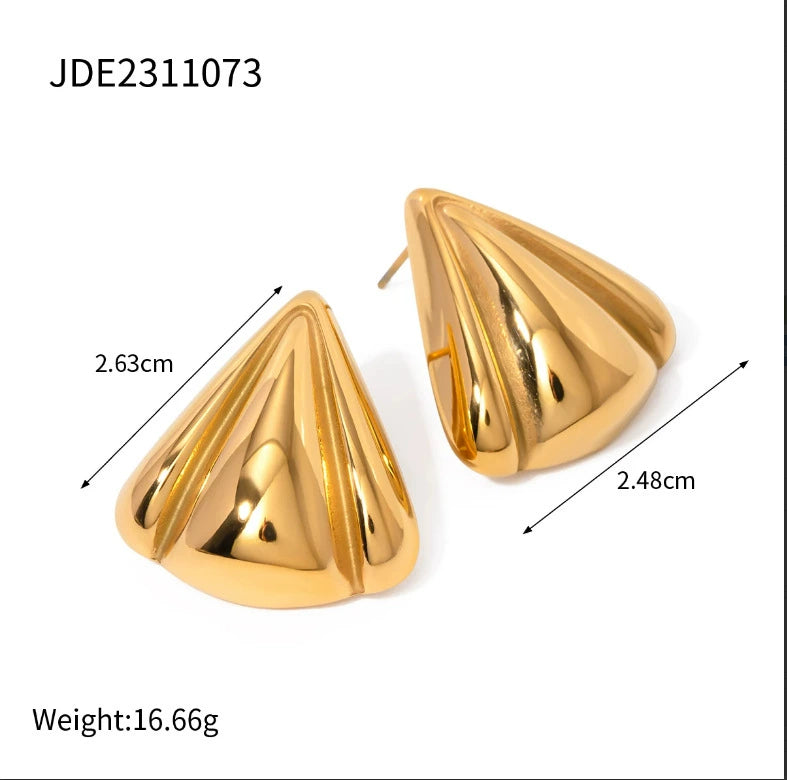 Priscila Sculptural Gold Earrings - JDE2311073 [UE7BIWUG]