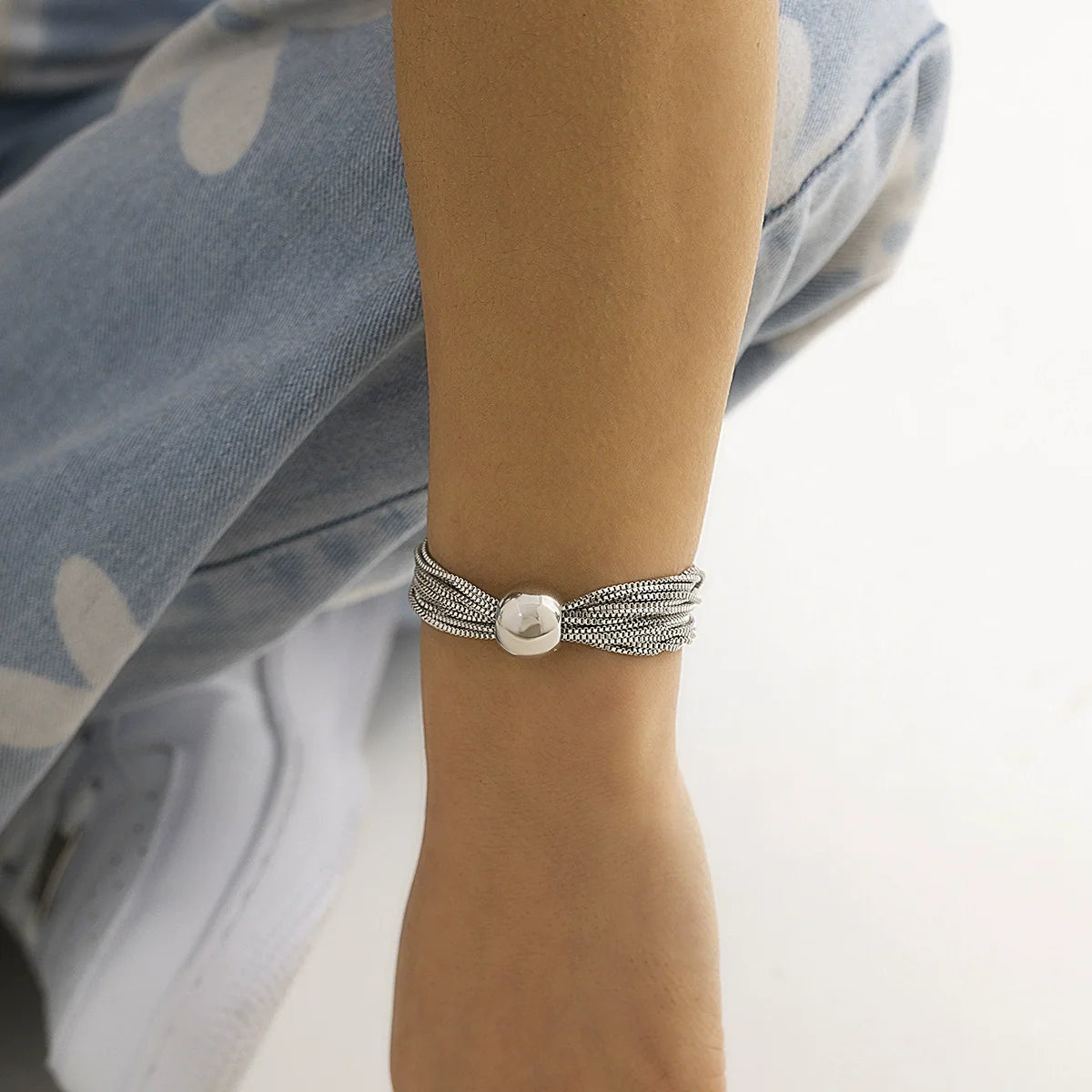 Leylani Layered Orb Chain - Silver-tone Bracelet