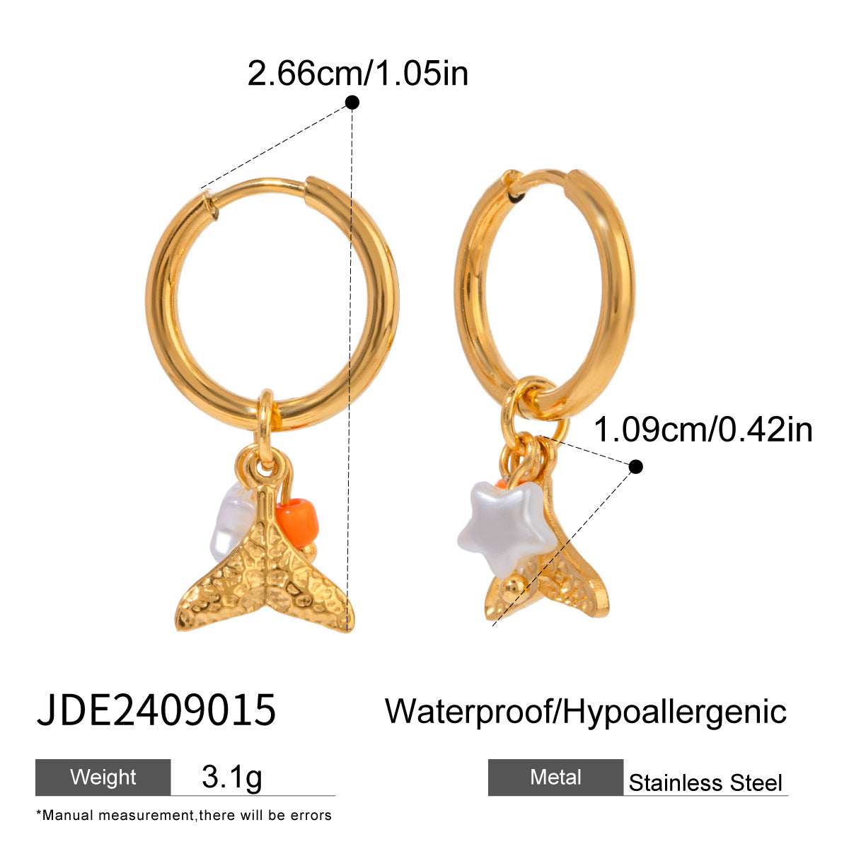 Aela Goldfish Pearl Earrings - Gold Goldfish with Orange Enamel [URCT2PY9]